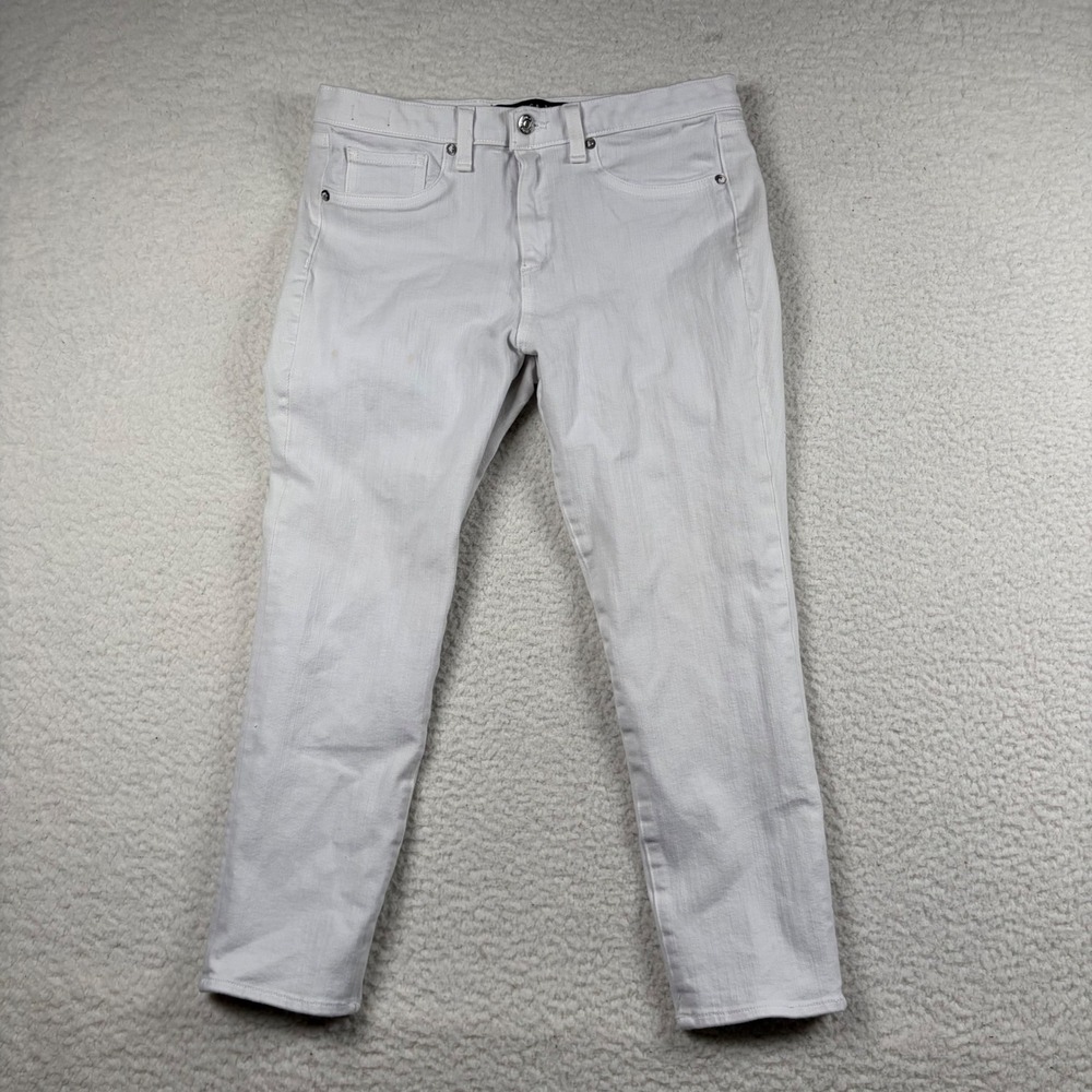 Veronica Beard Kate Crop Jeans Women High Rise Stretch 29 White Quiet Luxury